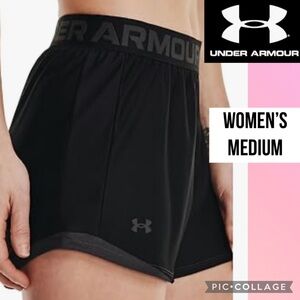 Under Armour Womens Shorts Play Up 2.0 Black Loose Fit HeatGear 3” Inseam Size M